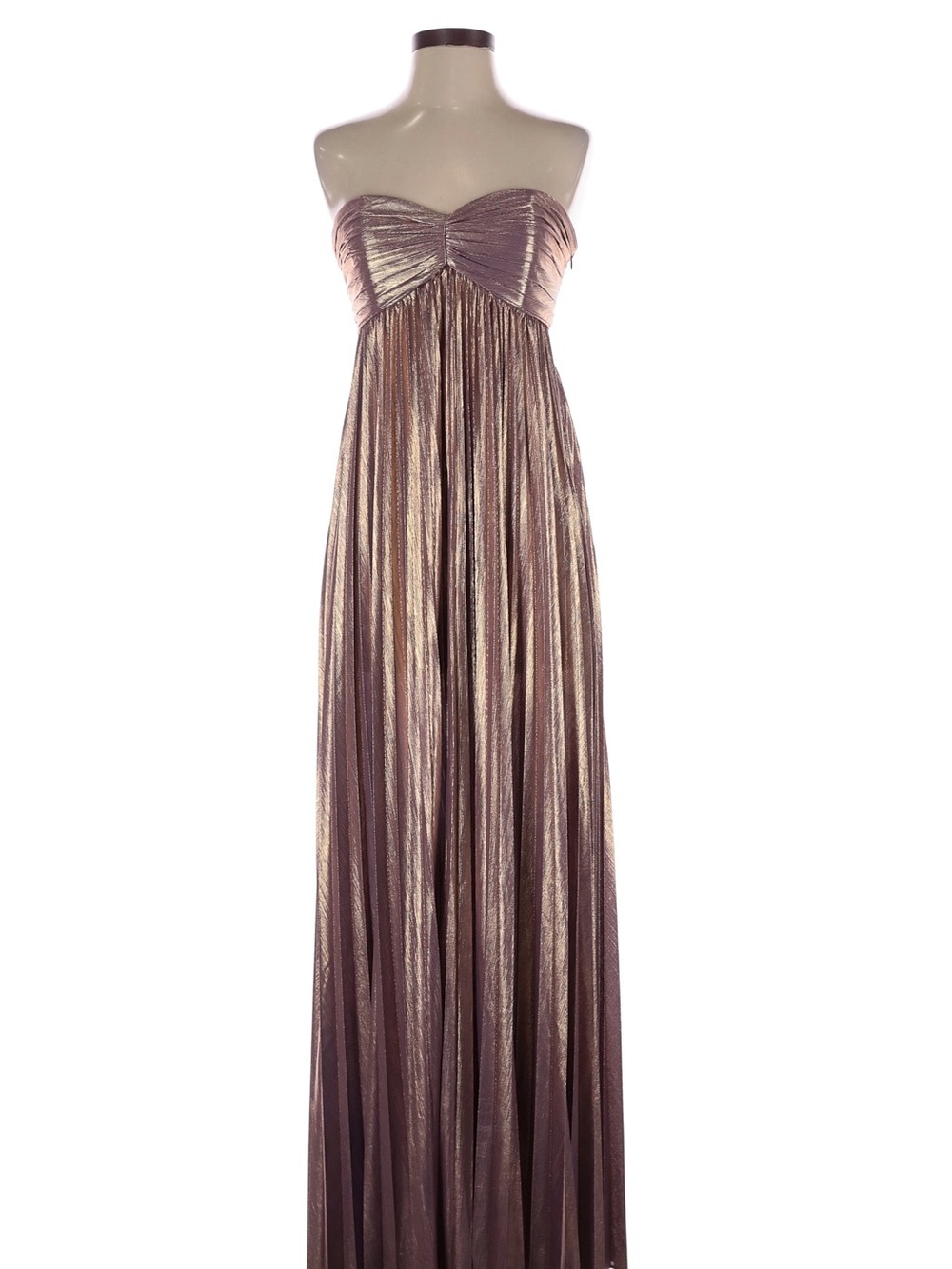 Retrofete Zoa Rose-Gold Pleated Maxi Gown